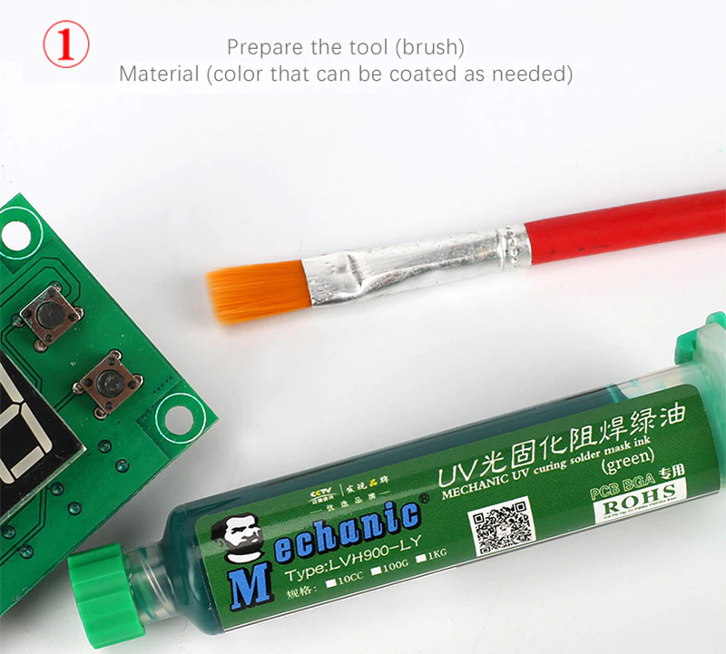 UVH 900 LY Green Mechanic UV Solder Mask 10CC_4 Mechanic UVH 900-LY Green UV Solder Mask - 10CC