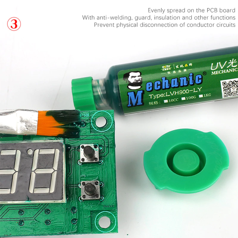 UVH 900 LY Green Mechanic UV Solder Mask 10CC_6 Mechanic UVH 900-LY Green UV Solder Mask - 10CC