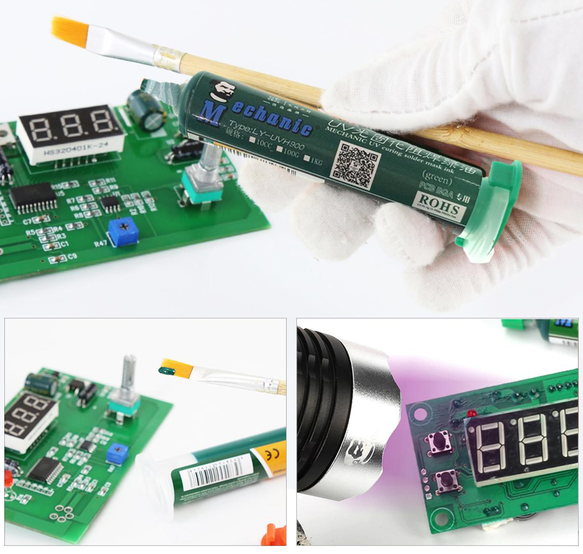 UVH 900 LY Green Mechanic UV Solder Mask 10CC_8 Mechanic UVH 900-LY Green UV Solder Mask - 10CC ink